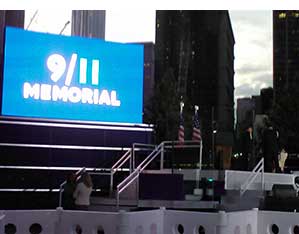 The stage where the ceremony to mark the ten year anniversary of the terror attacks in New York City was hel
