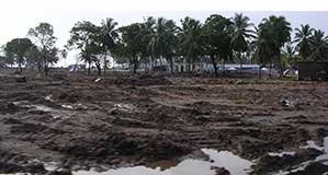 Village in Sri Lanka after a tsunami hit in 2004