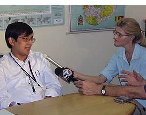 Heather Bosch interviews leadeers of World Vision in Sri Lanka after a tsunami hit in 2004