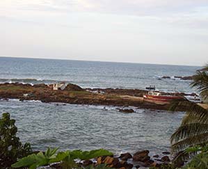 Boat wreack on the coast of Sri Lanka in the days after the 2004 tsunami.