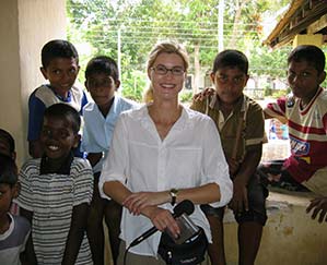 Heather Bosch finds these children are full of hope for the future, despite the tsunami that devastated their country. This is in a World Vision aid distribution center.