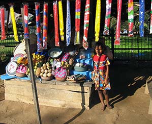 A little girl helps run her family's stand in a village in Sri Lanka following the 2004 tsunami.