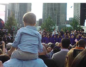 People attending the cerremony to mark the ten year anniversary of the terror attacks, New York City