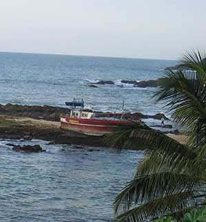 Boats shattered by a tsunami that hit Sri Lanka in 2004