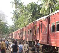 the wreckage of a train that was packed with people when the tsunami hit